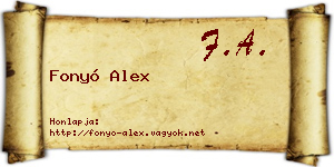 Fonyó Alex névjegykártya